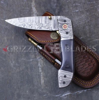 DAMASCUS STEEL CUSTOM HANDMADE FOLDING/POCKET Knife 8.5"