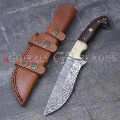 DAMASCUS STEEL CUSTOM HANDMADE HUNTING BOWIE KNIFE 11"
