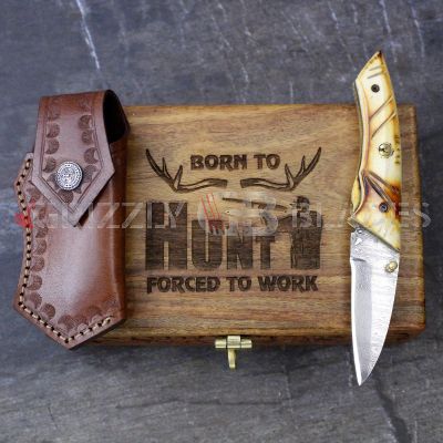 STAINLESS DAMASCUS STEEL CUSTOM HANDMADE FOLDING/POCKET Knife 7"