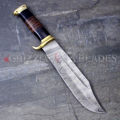 DAMASCUS STEEL CUSTOM HANDMADE HUNTING BOWIE KNIFE 16"