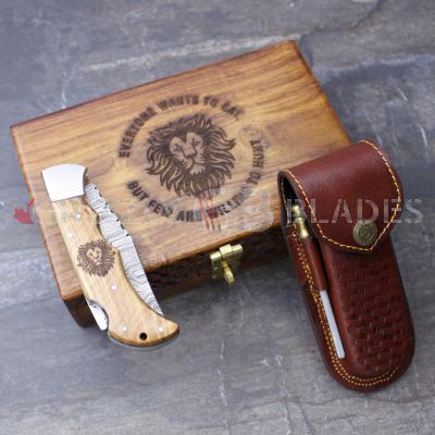 DAMASCUS STEEL CUSTOM HANDMADE FOLDING/POCKET Knife 8.5"