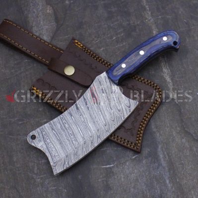  DAMASCUS STEEL CUSTOM HANDMADE CLEAVER 10" D