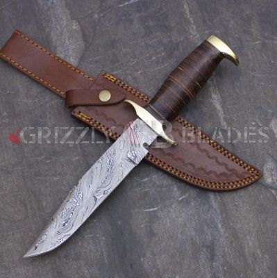 DAMASCUS STEEL CUSTOM HANDMADE HUNTING TANTO BOWIE KNIFE 13" B1