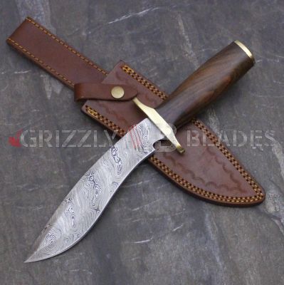 DAMASCUS STEEL CUSTOM HANDMADE HUNTING BOWIE KNIFE 13.5" BB
