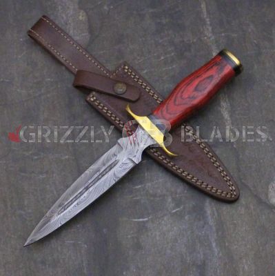 DAMASCUS STEEL CUSTOM HANDMADE HUNTING DAGGER KNIFE 12" D