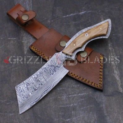 DAMASCUS STEEL CUSTOM HANDMADE CLEAVER 10.5"