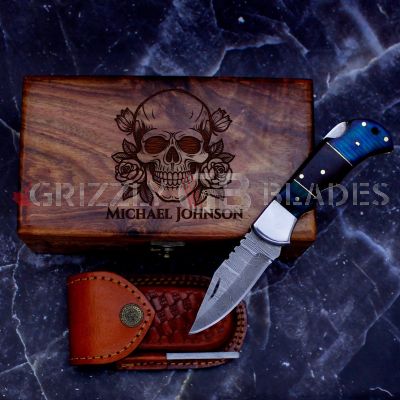DAMASCUS STEEL CUSTOM HANDMADE FOLDING/POCKET Knife 6.5"
