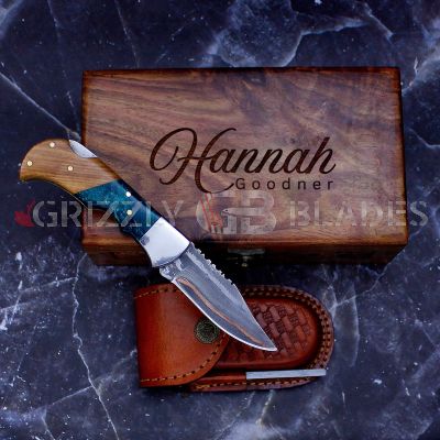 DAMASCUS STEEL CUSTOM HANDMADE FOLDING/POCKET Knife 6.5"