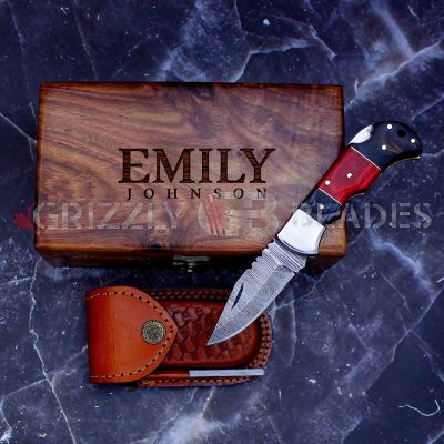 DAMASCUS STEEL CUSTOM HANDMADE FOLDING/POCKET Knife 6.5"