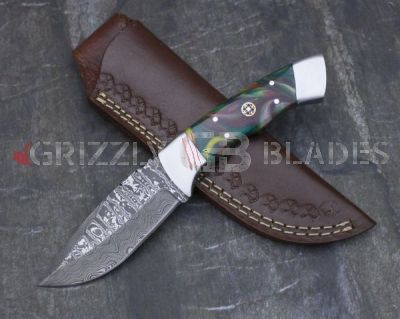 Damascus Steel Custom Handmade Hunting Skinning Knife 8.5" TEN