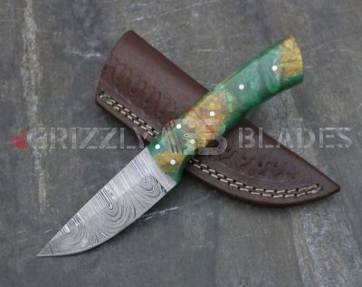 Damascus Steel Custom Handmade Hunting Skinning Knife 8.5"  SIXTEEN
