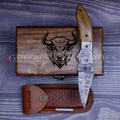 DAMASCUS STEEL CUSTOM HANDMADE FOLDING/POCKET Knife 8"