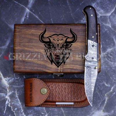 DAMASCUS STEEL CUSTOM HANDMADE FOLDING/POCKET Knife 8"