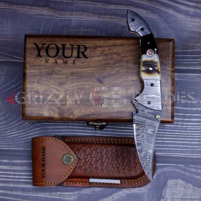 DAMASCUS STEEL CUSTOM HANDMADE FOLDING/POCKET Knife 8" Apache