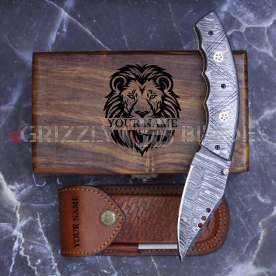 DAMASCUS STEEL CUSTOM HANDMADE FOLDING/POCKET Knife 8"