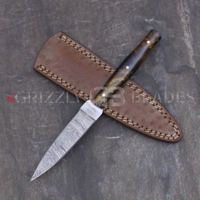 Damascus Steel Custom handmade hunting DAGGER Knife 9" Brown