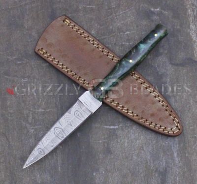 Damascus Steel Custom handmade hunting DAGGER Knife 9" Green