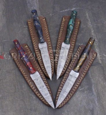 Set of FOUR Damascus Steel Custom handmade hunting DAGGER Knives 9"