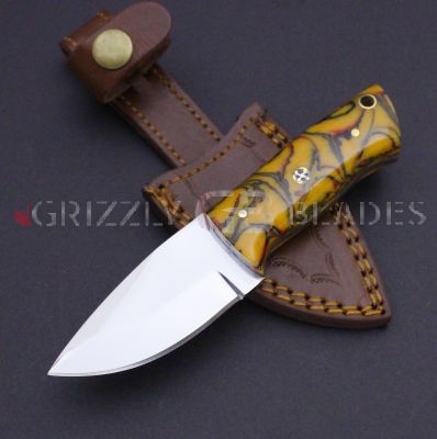 D2 Steel Custom Handmade Hunting Skinning Knife 6" yellow