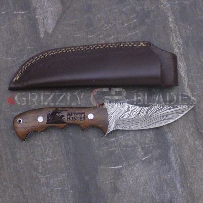Damascus Steel Custom Handmade Hunting Skinning Knife 9" I'LL NEVER APOLOGIZE FOR BEING A HUNTER