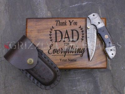 DAMASCUS STEEL CUSTOM HANDMADE FOLDING/POCKET Knife 8.5" - Father's Day Gift