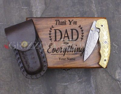 DAMASCUS STEEL CUSTOM HANDMADE FOLDING/POCKET Knife 8.5" - Father's Day Gift A