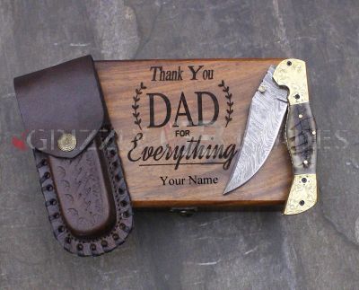 DAMASCUS STEEL CUSTOM HANDMADE FOLDING/POCKET Knife 9.5" - Father's Day Gift 