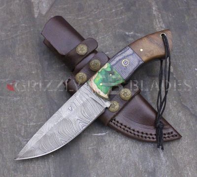 Damascus Steel Custom Handmade Hunting Bushcraft Skinning Knife 9.5" F