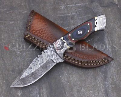 Damascus Steel Custom Handmade Hunting Bushcraft Skinning Knife 8.5" M