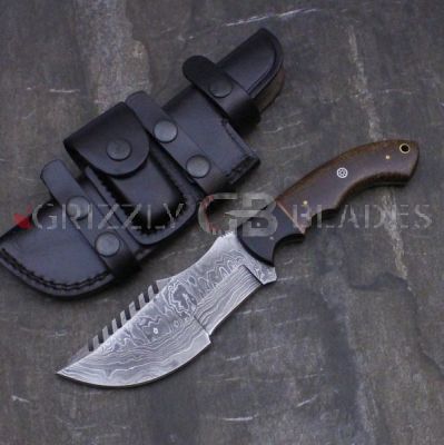 DAMASCUS STEEL CUSTOM handmade hunting TRACKER/SKINNING KNIFE 11" A