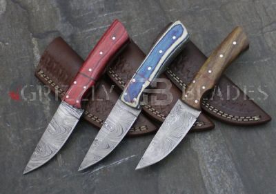 SET OF THREE Damascus Steel Custom handmade hunting Skinning Knives 8.5"  ONE