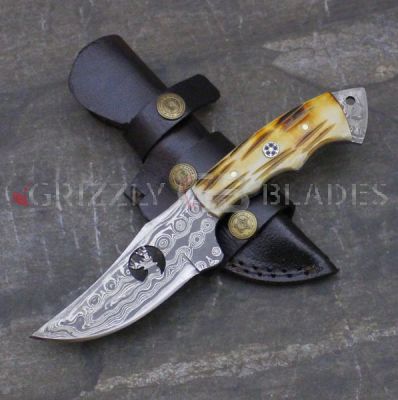 Damascus Steel Custom Handmade Hunting Skinning Knife 8.5"  TWENTYNINE