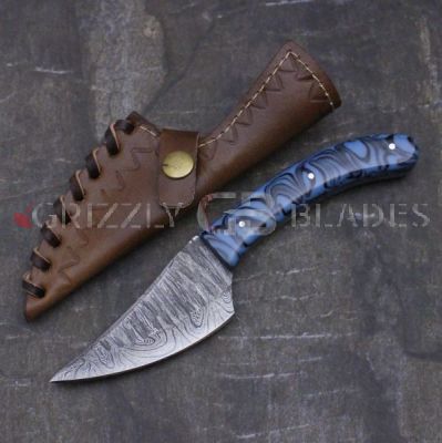 HAMMERED Damascus Steel Custom Handmade Hunting Skinning Knife 8.5"  TWENTYSEVEN
