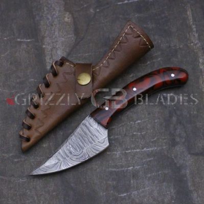 HAMMERED Damascus Steel Custom Handmade Hunting Skinning Knife 8.5"  TWENTYEIGHT